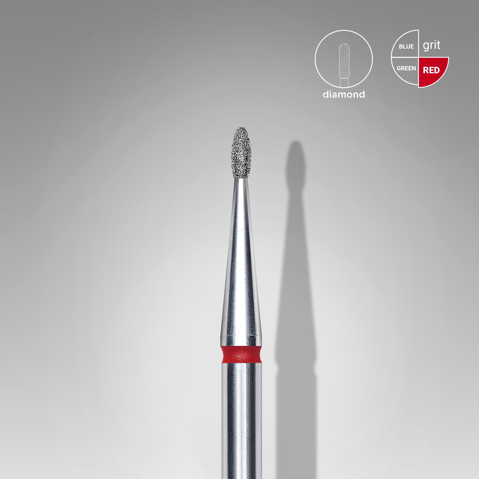 STALEKS EXPERT Diamond nail drill bit rounded bud red, head diameter 1,2 mm, working part 3 mm