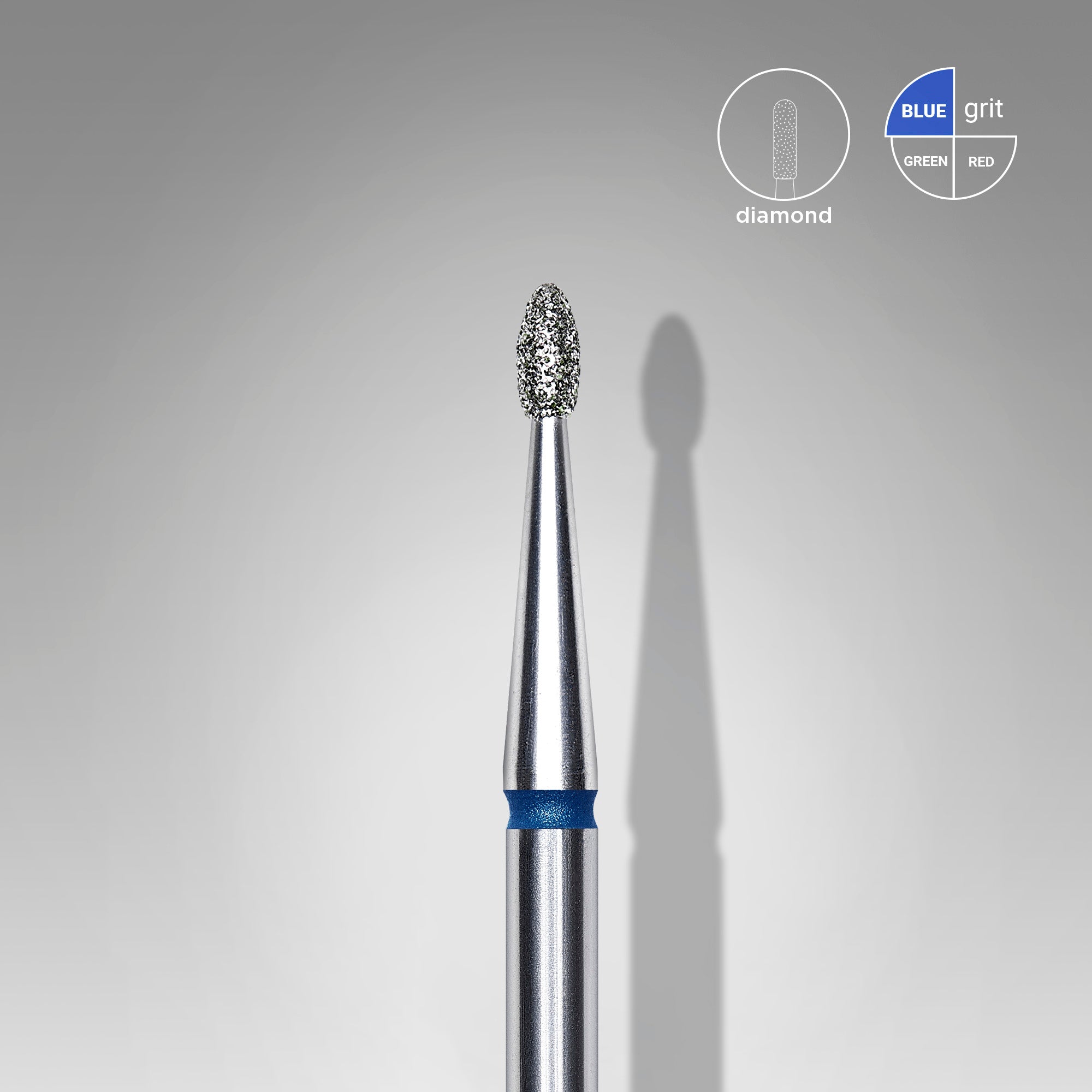 STALEKS EXPERT Diamond nail drill bit rounded bud blue, head diameter 1,6 mm, working part 3,4 mm