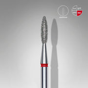 Mũi mài móng kim cương hình ngọn lửa EXPERT vạch đỏ, đường kính đầu 2,1 mm, chiều dài đầu mài 8 mm