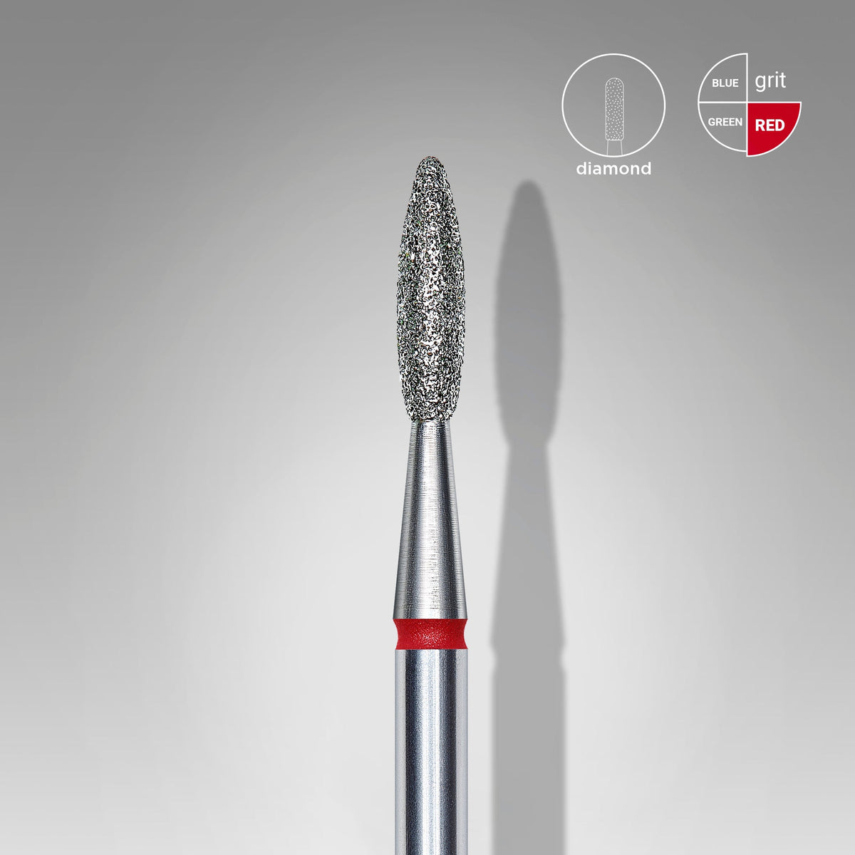 STALEKS EXPERT Fresa diamantada «Llama» roja, diámetro 2,1 mm, parte de trabajo 8 mm