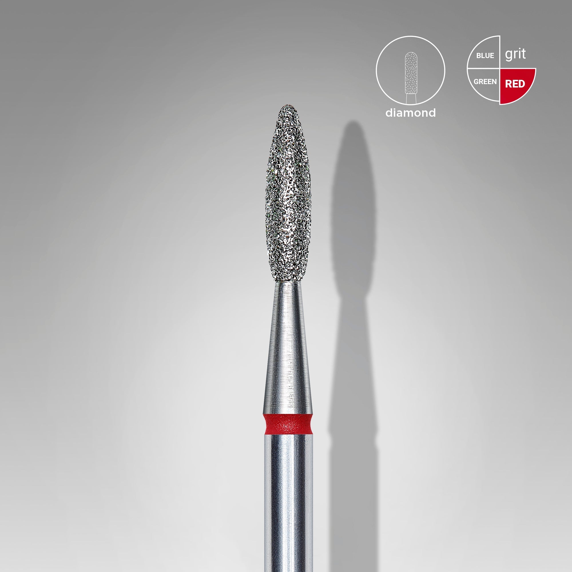 STALEKS EXPERT Diamond nail drill bit flame red, head diameter 2,1 mm, working part 8 mm