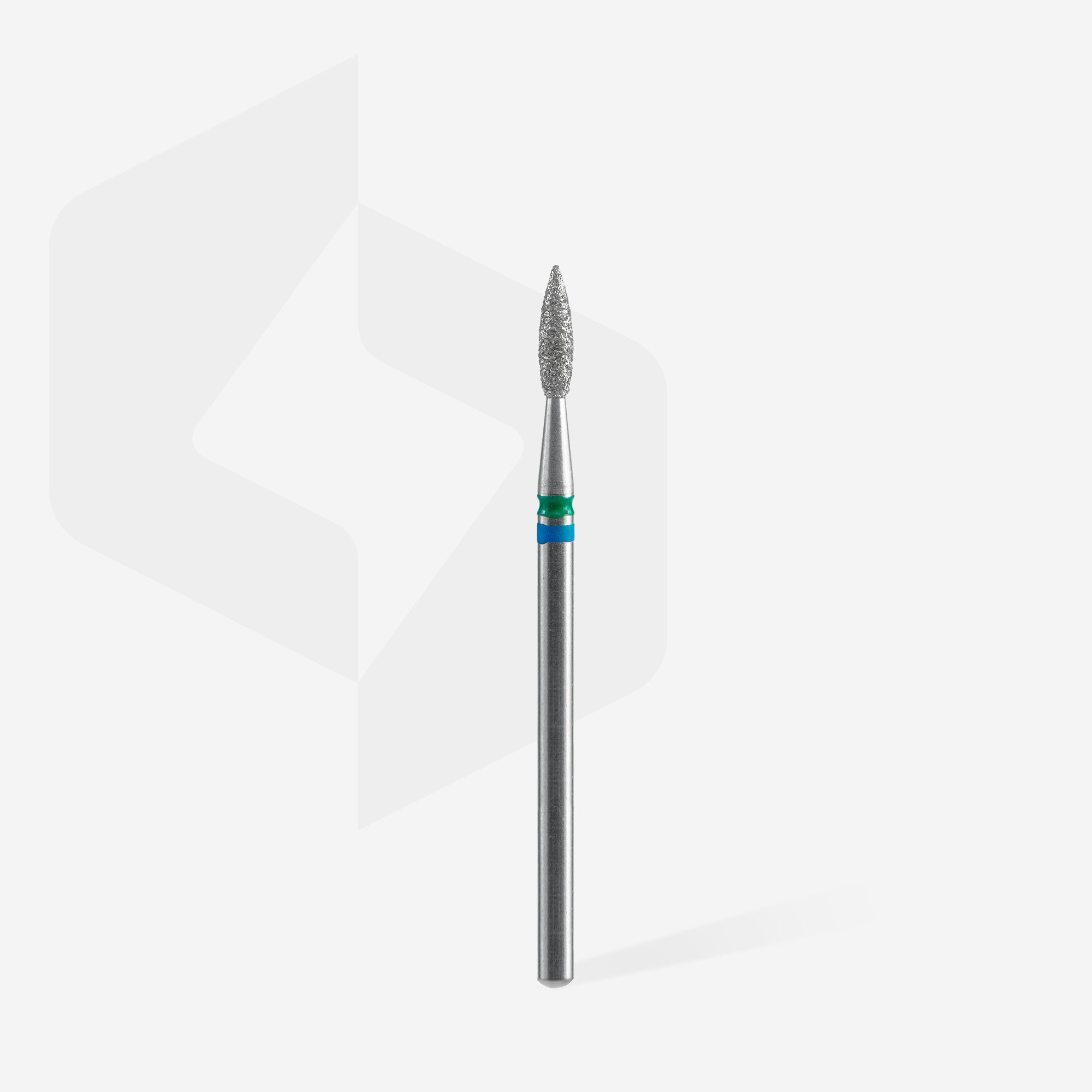 STALEKS EXPERT Diamond nail drill bit DUO pointed flame blue-green, head diameter 2,1 mm, working part 8 mm