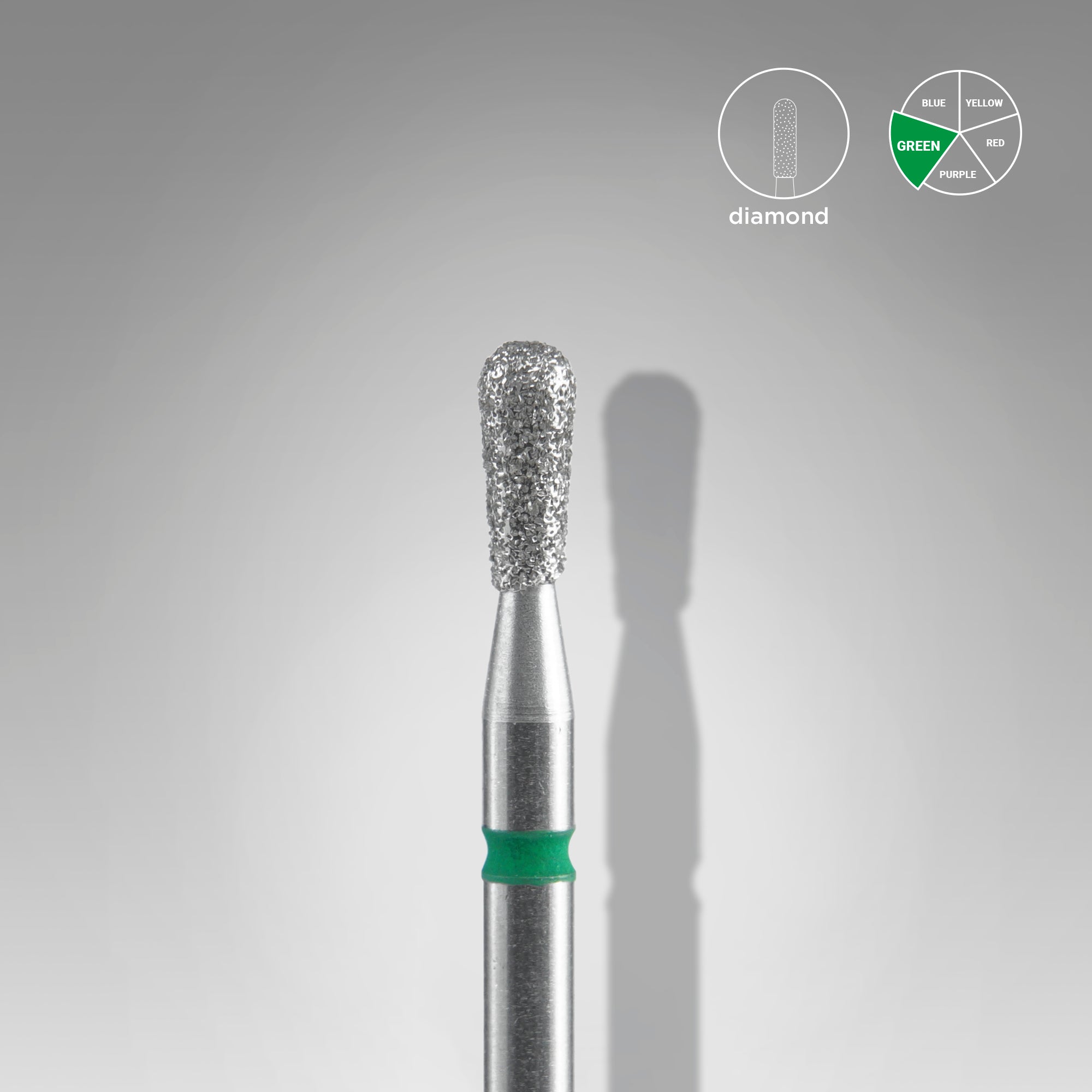 STALEKS EXPERT Diamond nail drill bit match green, head diameter 2,3 mm, working part 5 mm