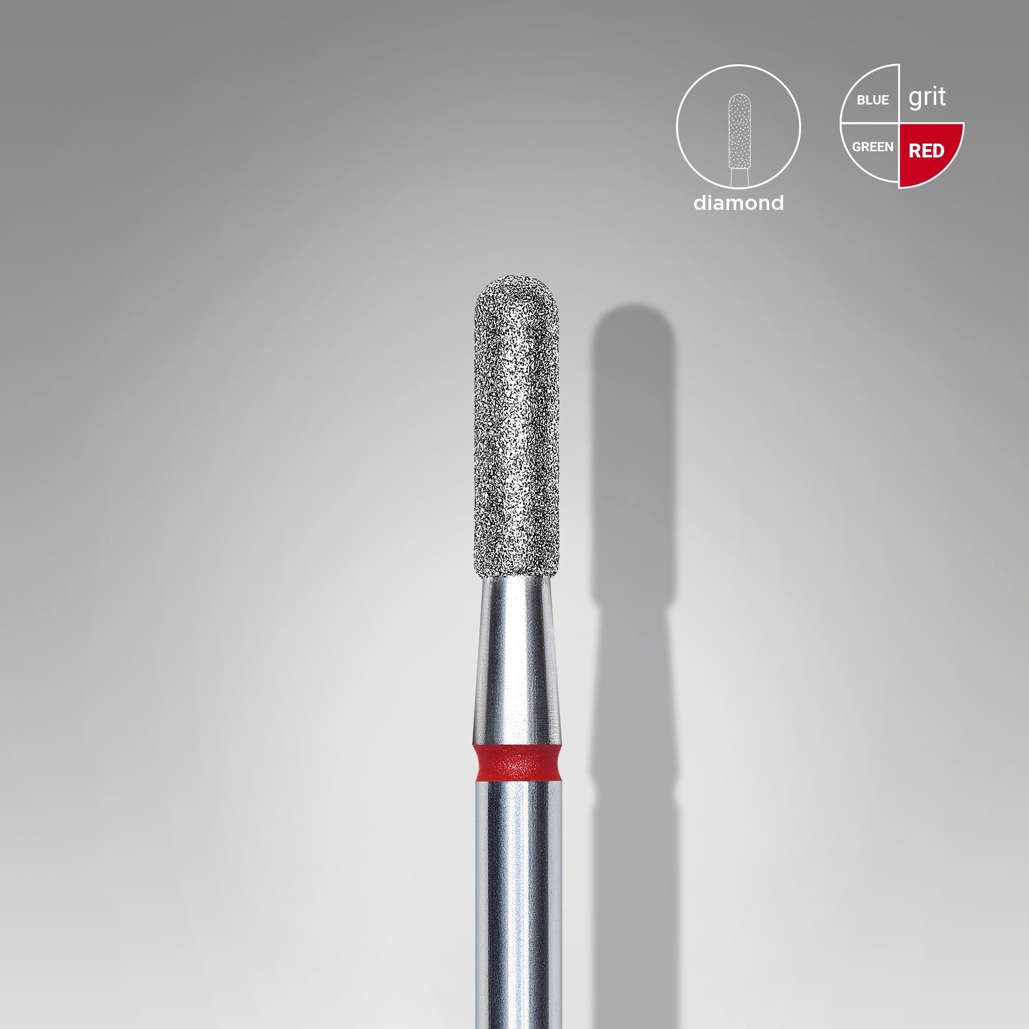 STALEKS EXPERT Diamond nail drill bit rounded cylinder red, head diameter 2,3 mm, working part 8 mm