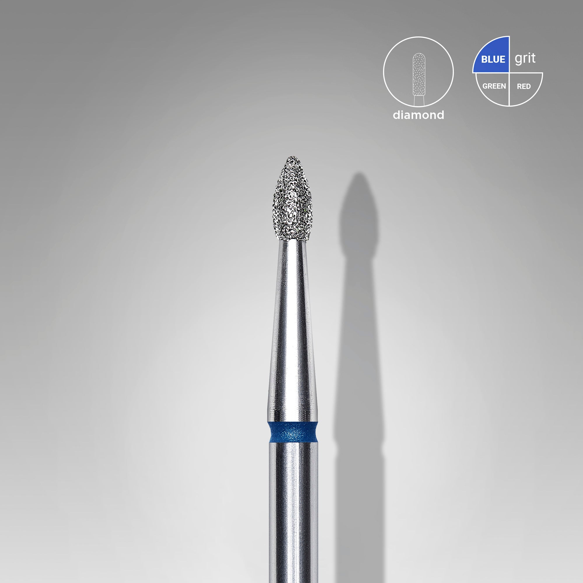 STALEKS EXPERT Diamond nail drill bit pointed bud blue, head diameter 1,8 mm, working part 4 mm