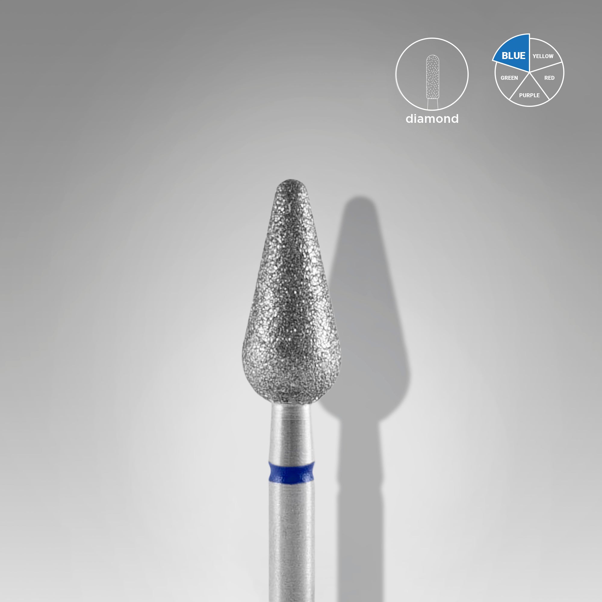 STALEKS EXPERT Diamond nail drill bit rounded pear blue, head diameter 5 mm, working part 12 mm