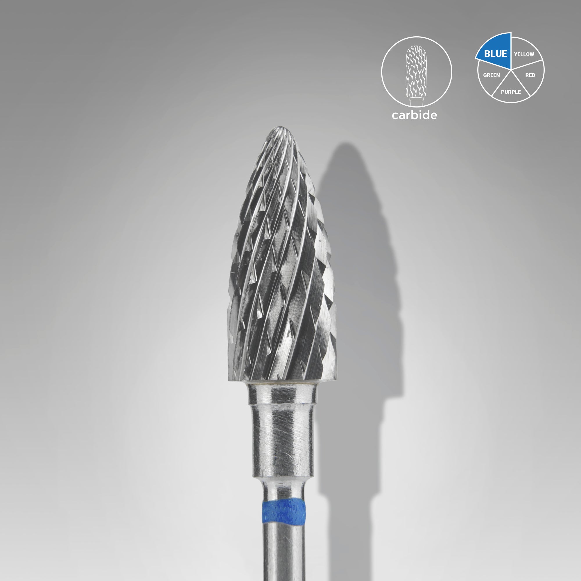STALEKS EXPERT Carbide nail drill bit pine cone blue, head diameter 6 mm, working part 14 mm