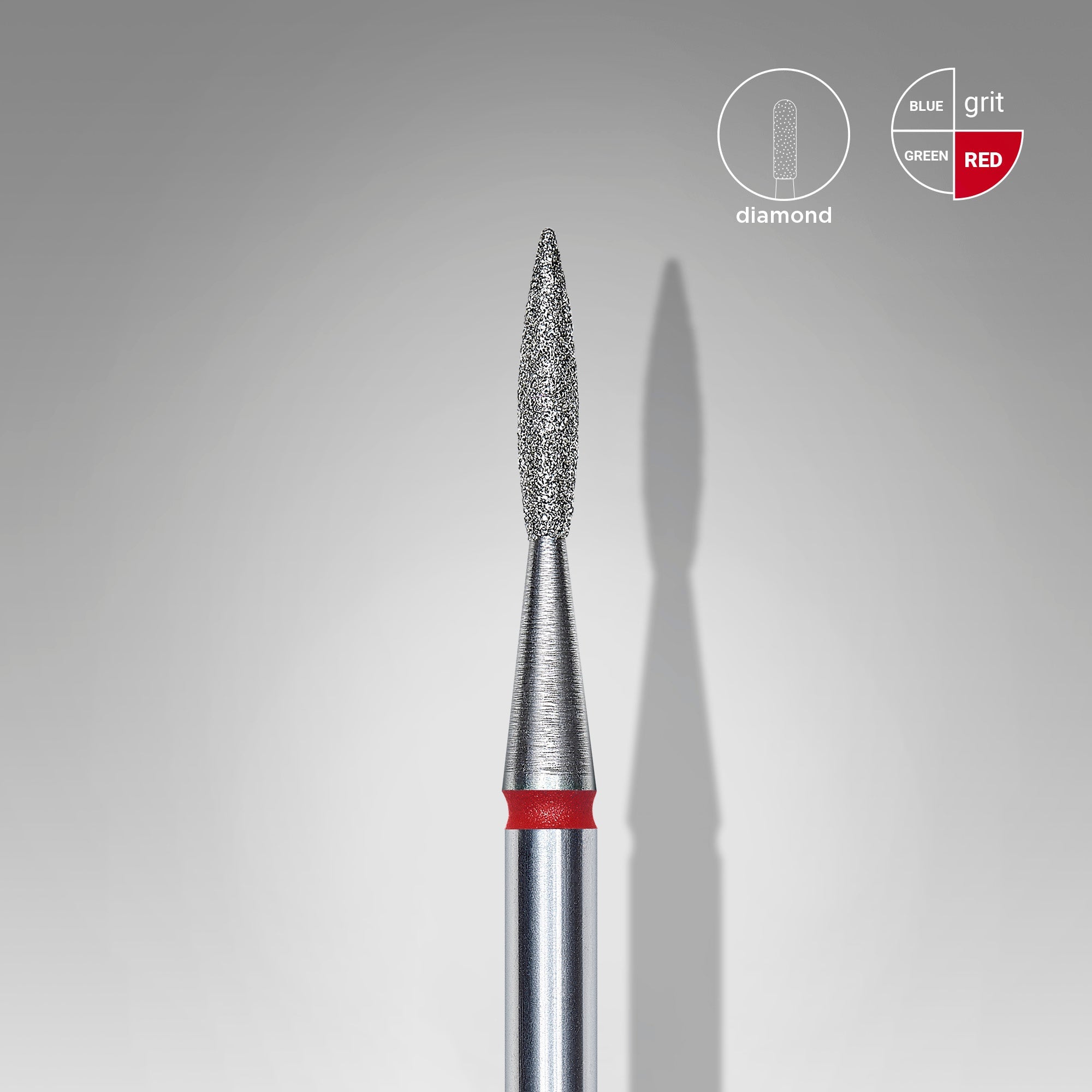 STALEKS EXPERT Diamond nail drill bit pointed flame red, head diameter 1,6 mm, working part 8 mm
