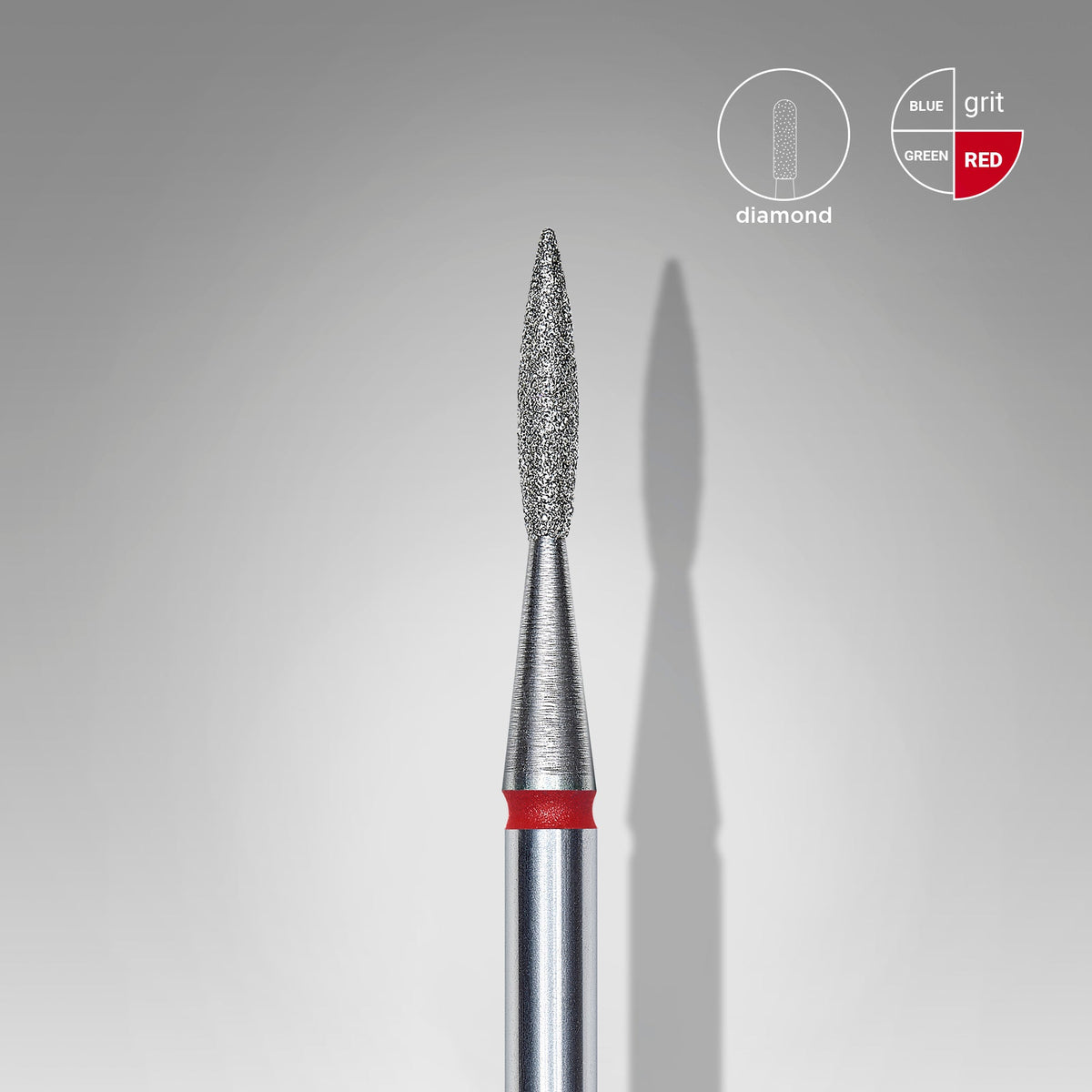 STALEKS EXPERT Diamond nail drill bit pointed flame red, head diameter 1,6 mm, working part 8 mm