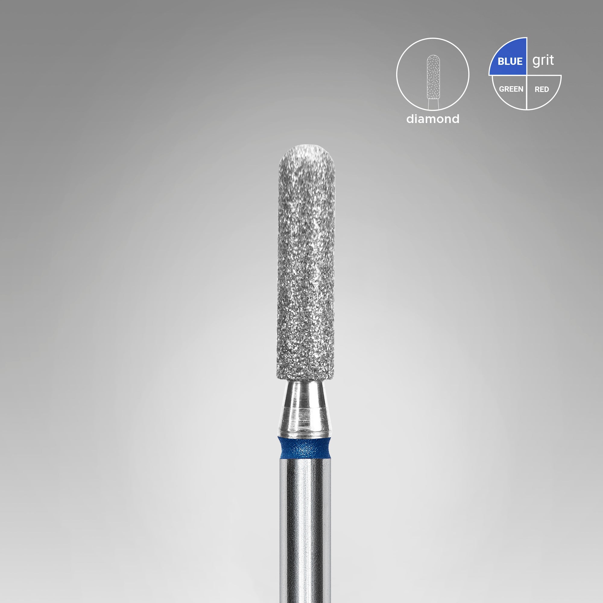 STALEKS EXPERT Diamond nail drill bit rounded cylinder blue, head diameter 2,5 mm, working part 10 mm