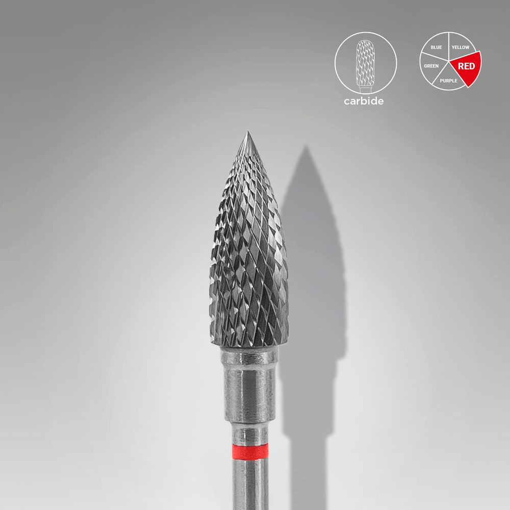 STALEKS EXPERT Carbide nail drill bit flame red, head diameter 5 mm, working part 13,5 mm