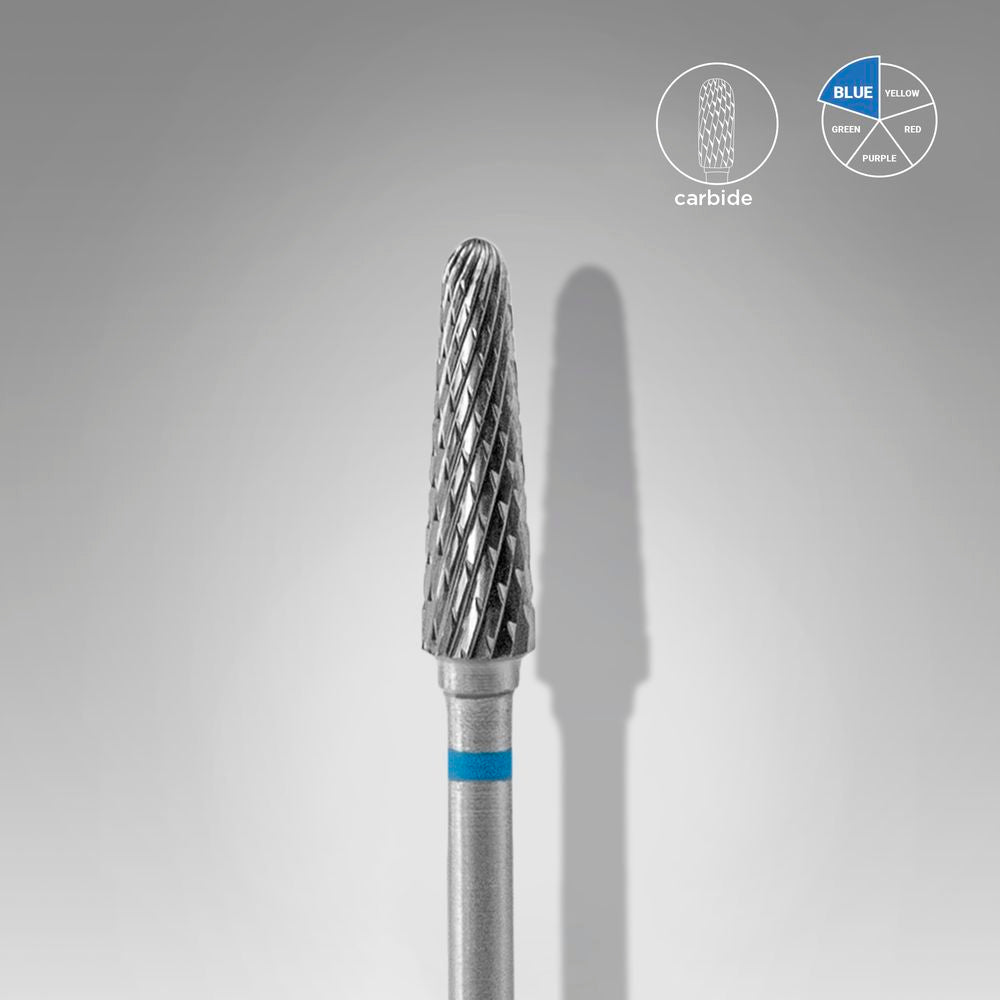 STALEKS EXPERT Carbide nail drill bit frustum blue, head diameter 4 mm, working part 13 mm