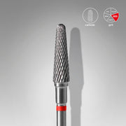STALEKS EXPERT Carbide nail drill bit frustum red, head diameter 4 mm, working part 13 mm