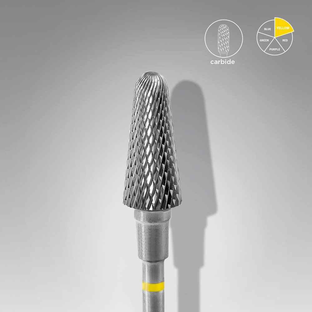 STALEKS EXPERT Carbide nail drill bit frustum yellow, head diameter 6 mm, working part 14 mm