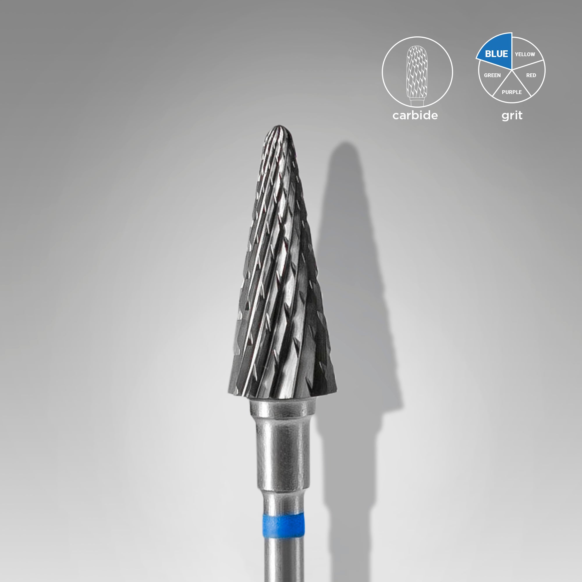 STALEKS EXPERT Carbide nail drill bit cone blue, head diameter 6 mm, working part 14 mm