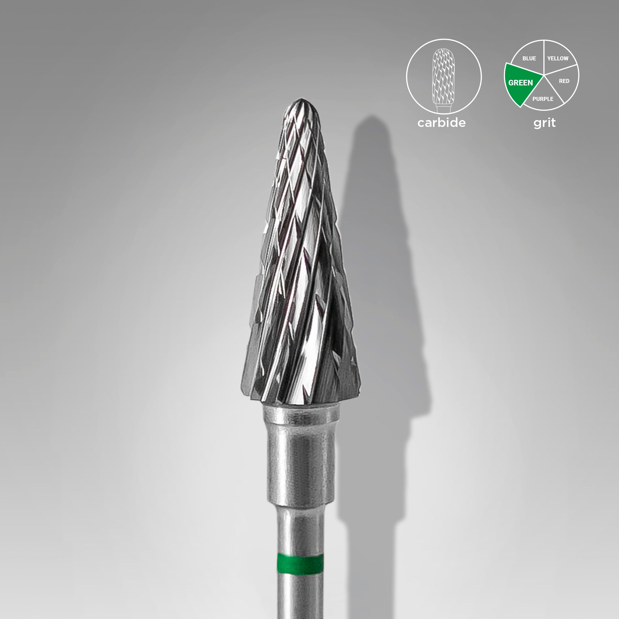 STALEKS EXPERT Carbide nail drill bit cone green, head diameter 6 mm, working part 14 mm