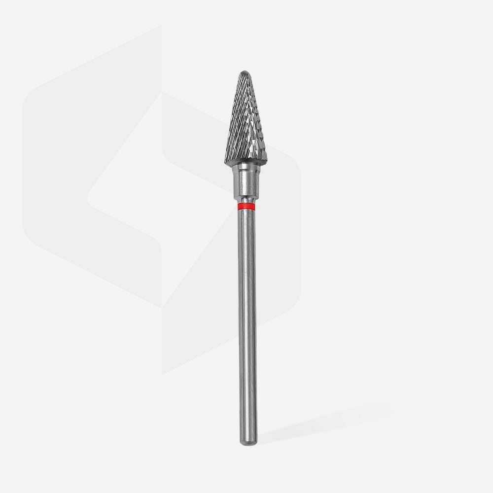 STALEKS EXPERT Carbide nail drill bit cone red, head diameter 6 mm, working part 14 mm