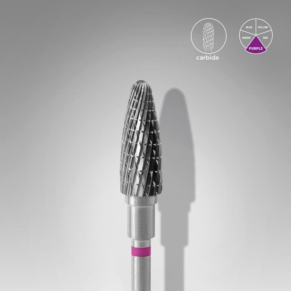 STALEKS EXPERT Carbide nail drill bit corn purple, head diameter 5 mm, working part 13 mm