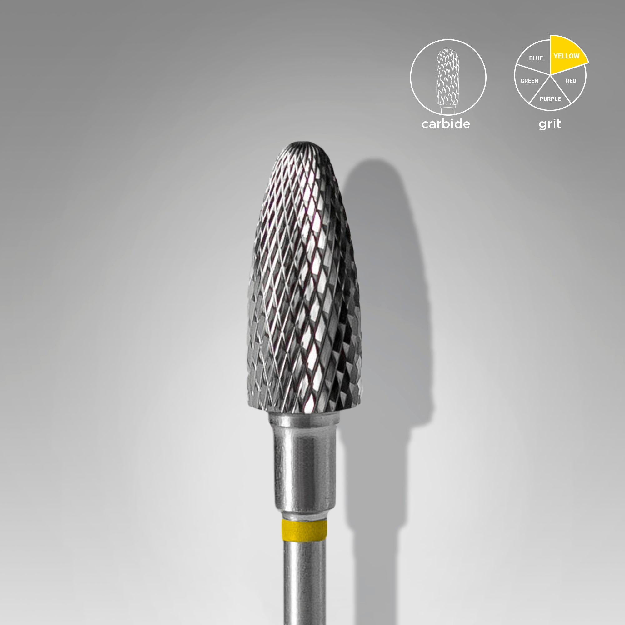 STALEKS EXPERT Carbide nail drill bit corn yellow, head diameter 6 mm, working part 14 mm