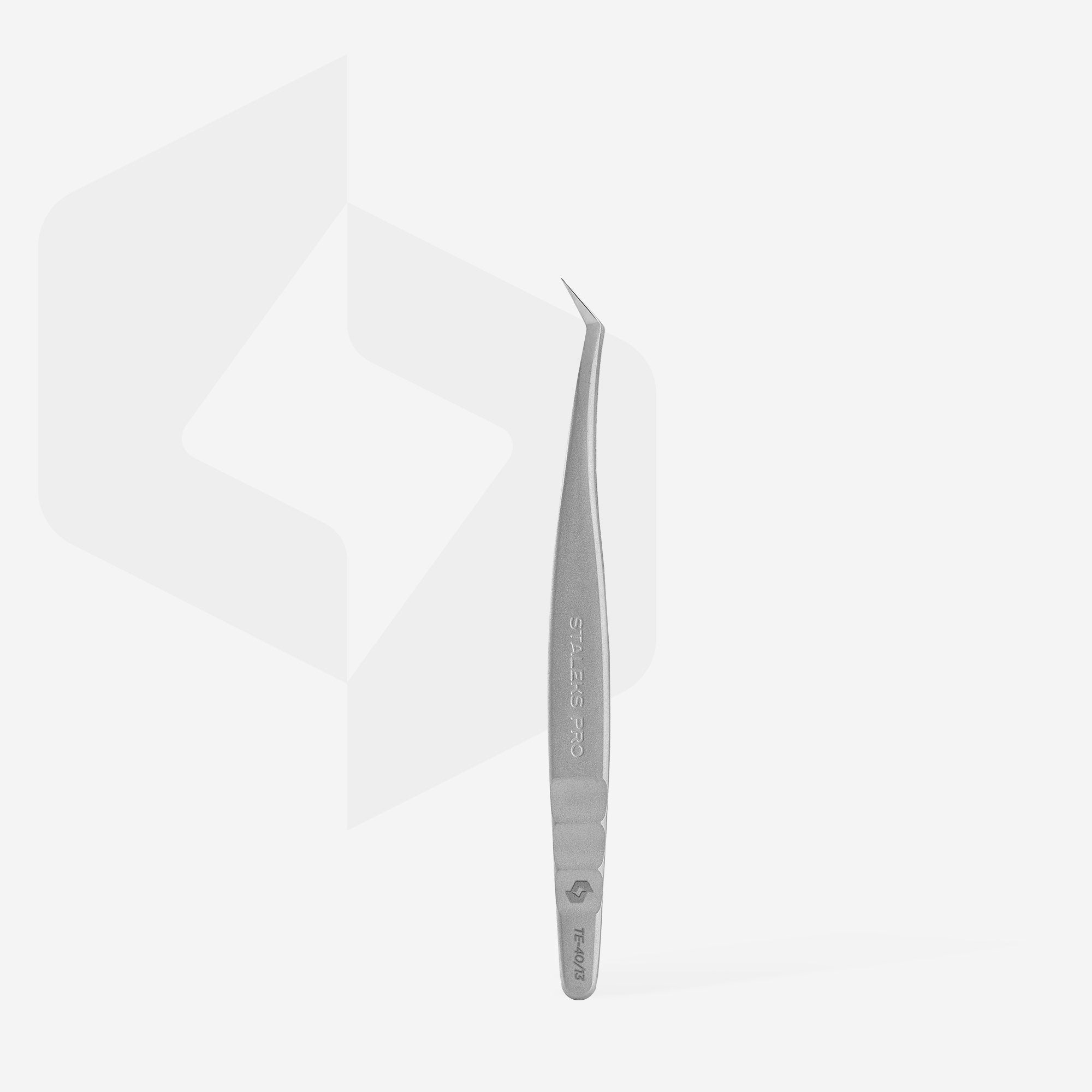 STALEKS EXPERT 40 TYPE 13 Professional lash tweezers with fiber tips, L-shaped, 40'