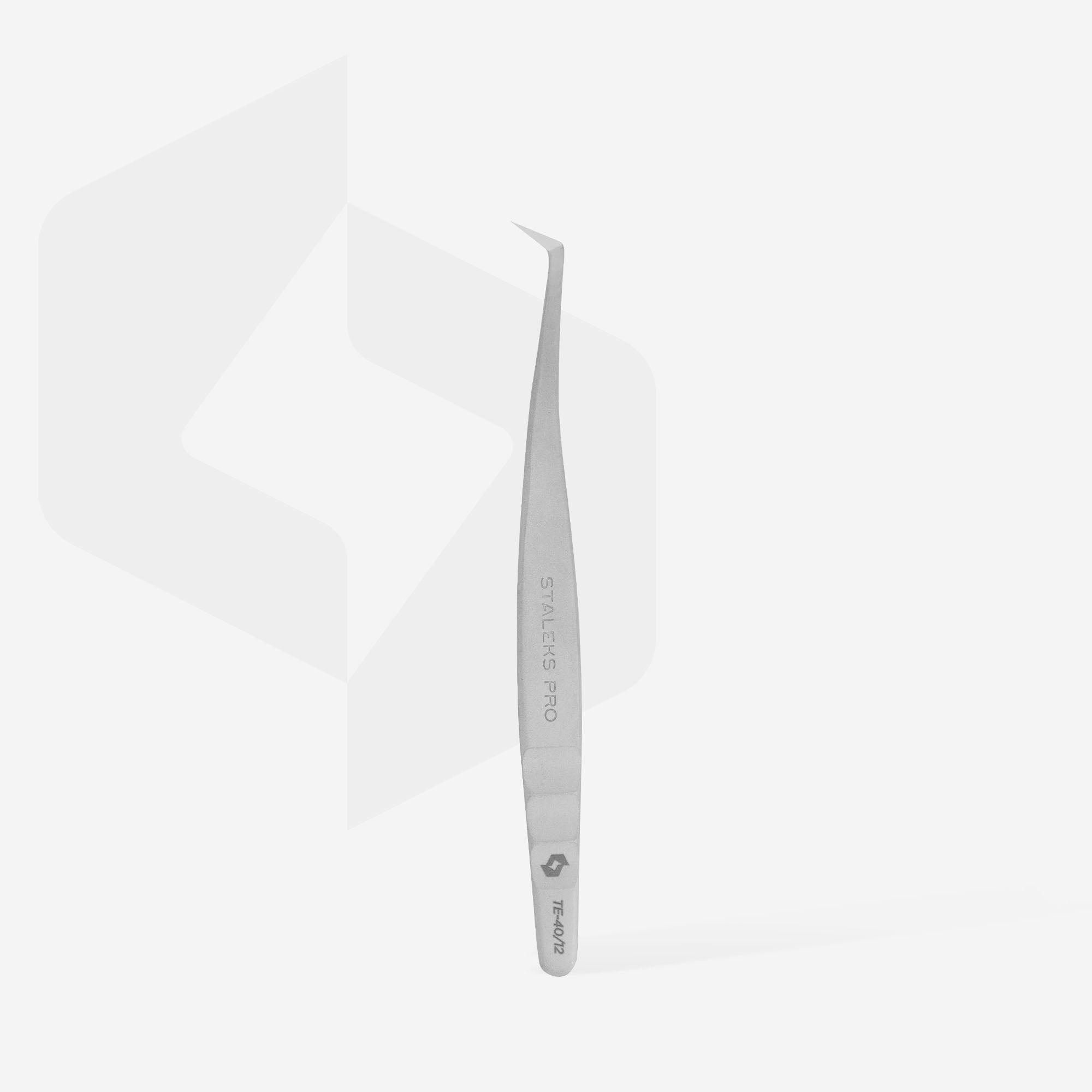 STALEKS EXPERT 40 TYPE 12 Professional lash tweezers with fiber tips, L-shaped, 65'