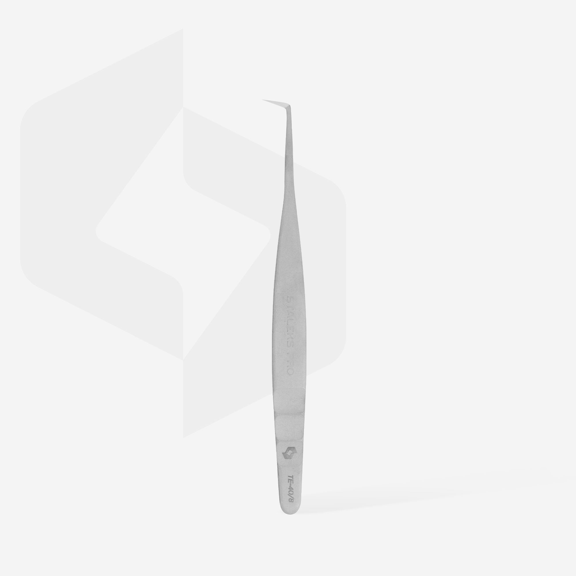 STALEKS EXPERT 40 TYPE 8 Professional lash tweezers with fiber tips, L-shaped, 85'