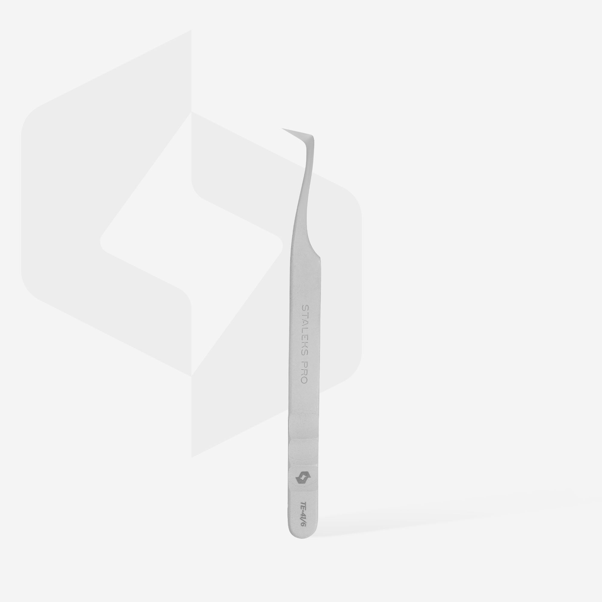 STALEKS EXPERT 41 TYPE 6 Professional lash tweezers with fiber tips, L-shaped, 75'