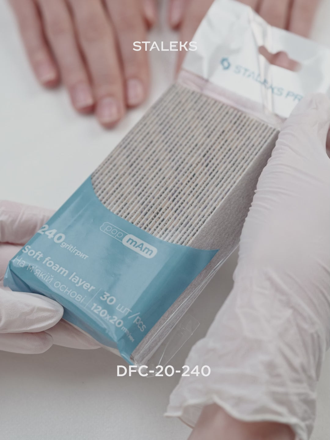 Load Video: STALEKS SMART 20 papmAm Nail files for straight base on soft foam layer, 240 grit (30 pcs)
