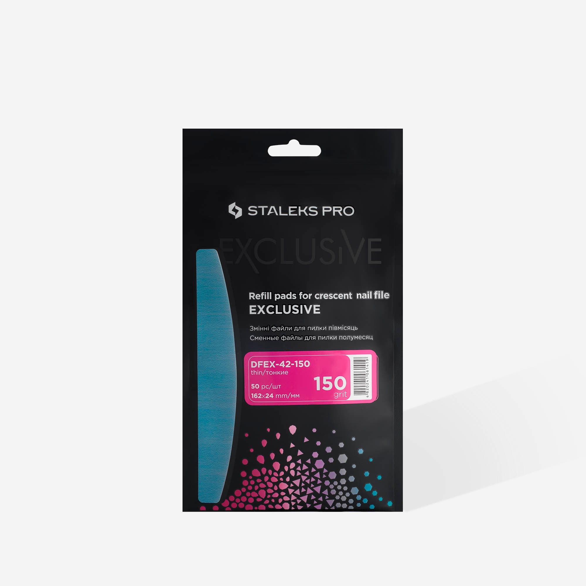 Limas desechables para lima de uñas en forma de media luna EXCLUSIVE 42 (50 piezas)