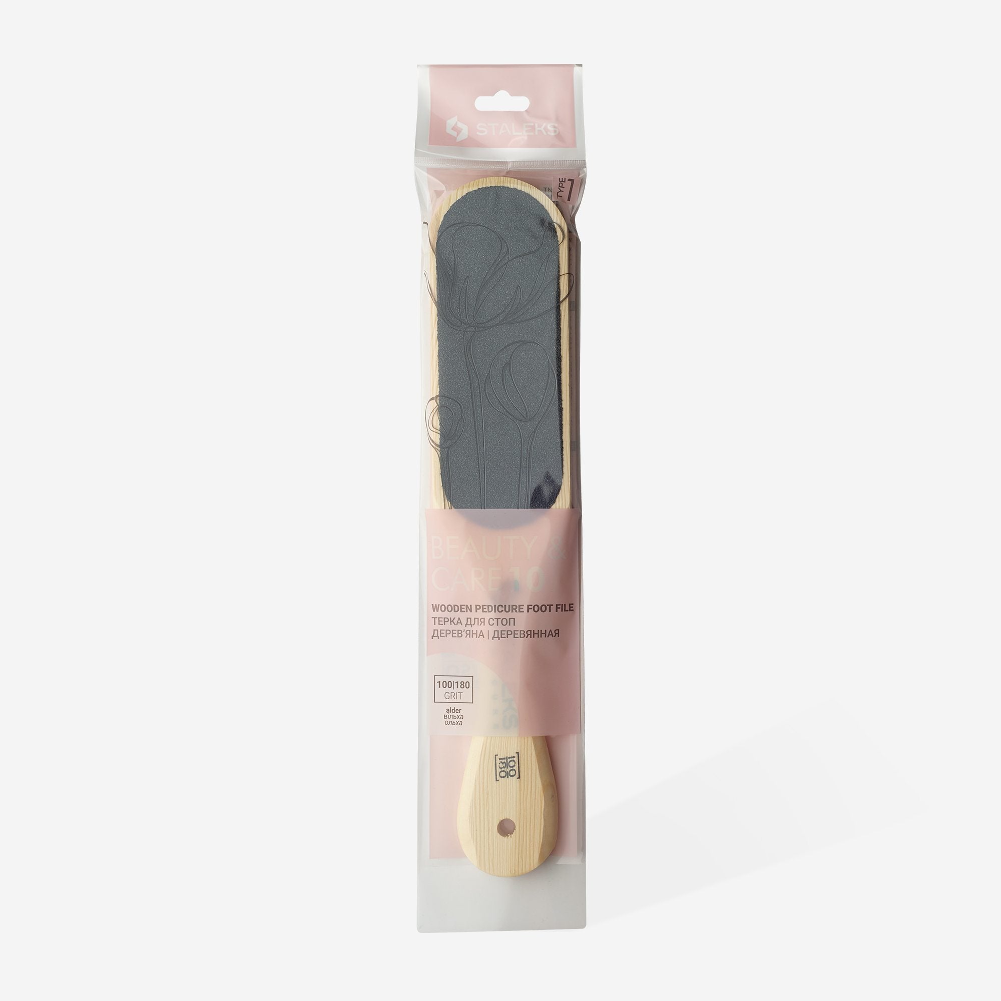 STALEKS BEAUTY & CARE 10 TYPE 1 Double-sided wooden foot file, 100/180 grit